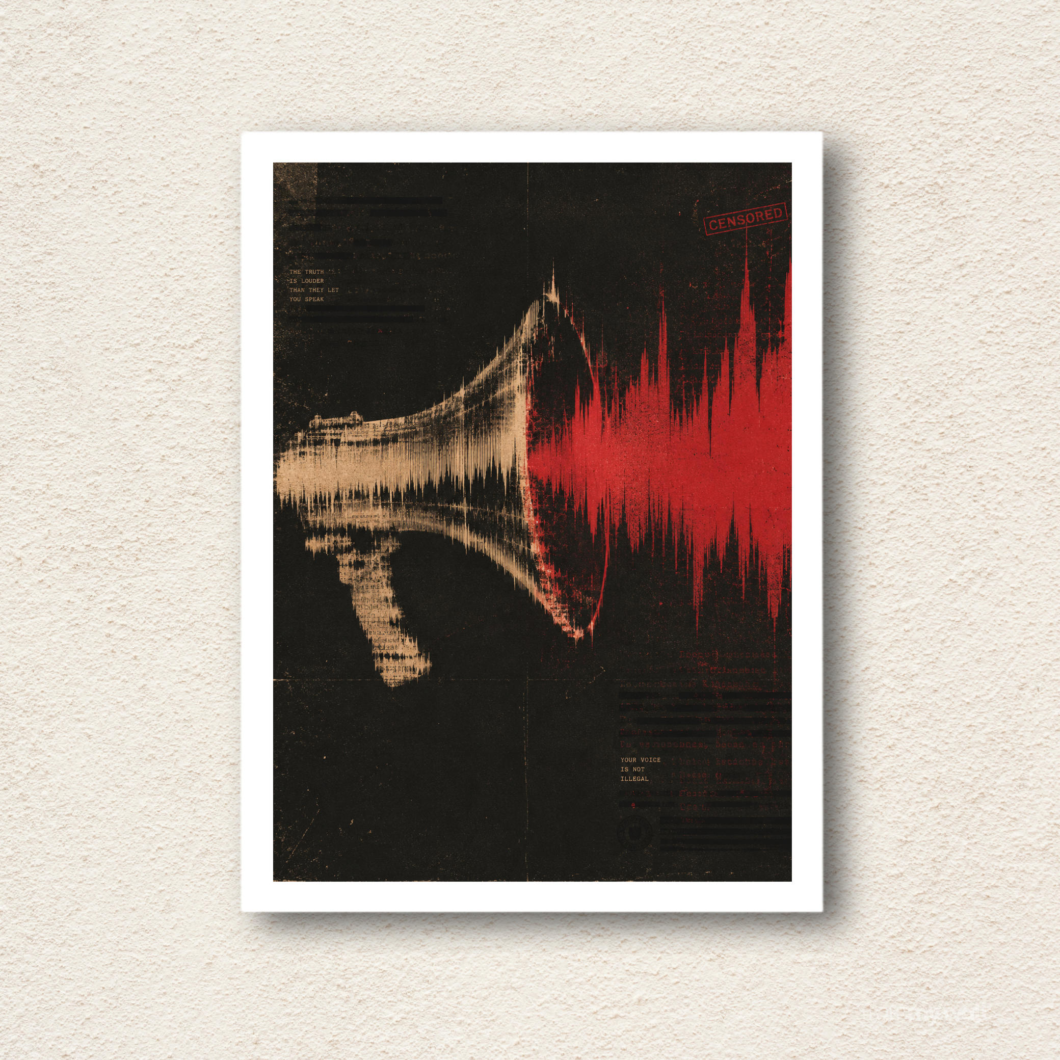 Megaphone Soundwave Abstract Framed Wall Art