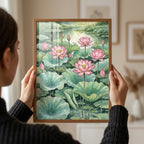 Serene Lotus Pond Watercolor Wall Art