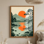 "Serene Reflection" Japanese Zen Landscape Wall Art