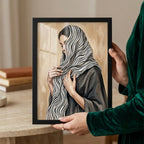 "Grace in Stripes" Elegant Veiled Woman Portrait
