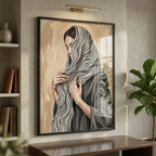 "Grace in Stripes" Elegant Veiled Woman Portrait