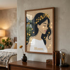 "Bloom" Floral Woman Minimalist Wall Art