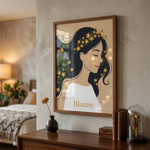 "Bloom" Floral Woman Minimalist Wall Art