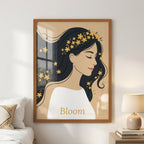 "Bloom" Floral Woman Minimalist Wall Art