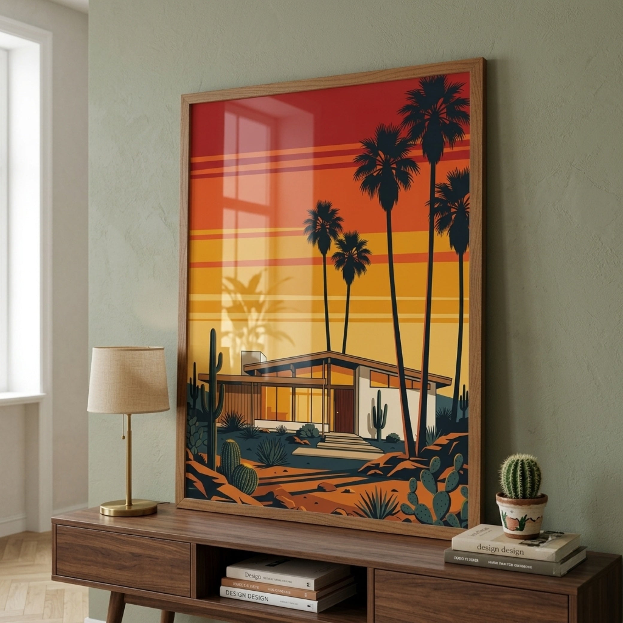 "Palm Springs Sunset" Mid-Century Modern Wall Art