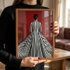 Monochrome Elegance on Crimson Wall Art