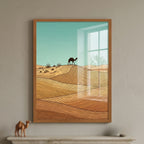 "Desert Wanderer" Minimalist Camel & Dunes Wall Art