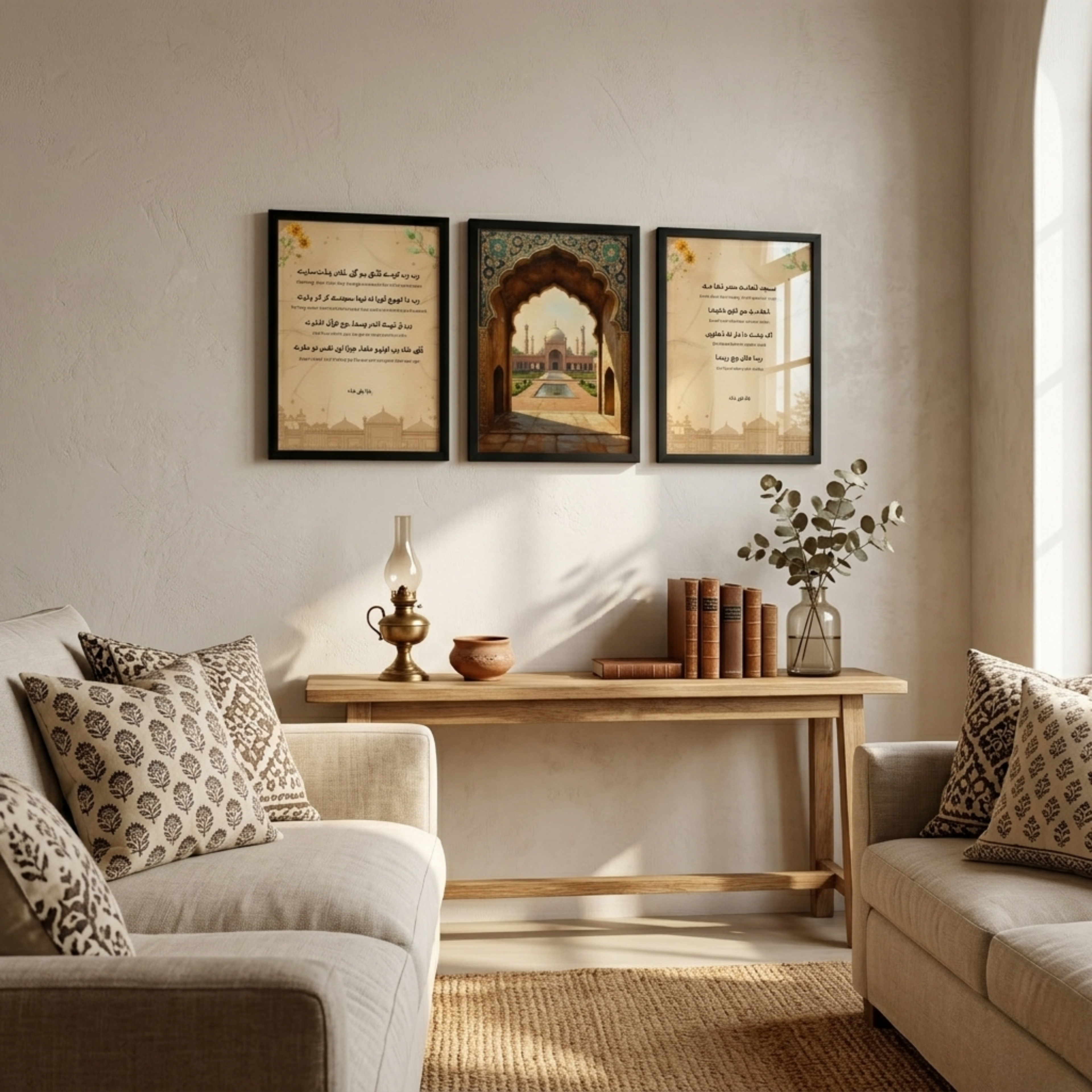 Sufi Soul Bulleh Shah Heritage – 3-Panel Mughal Archway Set