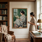 The Reader in Emerald Watercolor Wall Art