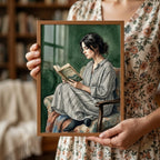 The Reader in Emerald Watercolor Wall Art