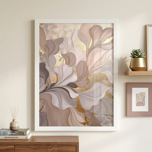 "Serenity Leaf" Modern Botanical Digital Art Frame