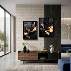 Gilded Obsidian Petals – 2-Panel Luxury Floral Aesthetic Set