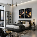 Gilded Obsidian Petals – 2-Panel Luxury Floral Aesthetic Set