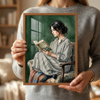 The Reader in Emerald Watercolor Wall Art