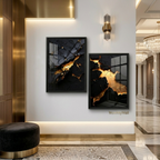 Golden Fracture Noir – 2-Panel Kintsugi-Inspired Aesthetic Set