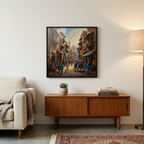 Old City Heritage Vibrant  Street Scene Framed Wall Art