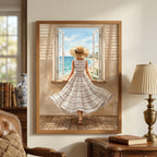 Coastal Window View Watercolor Wall Art