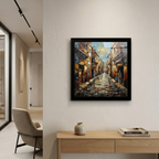 Golden Alleyway Abstract Heritage Framed Wall Art