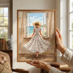 Coastal Window View Watercolor Wall Art