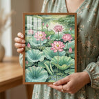 Serene Lotus Pond Watercolor Wall Art