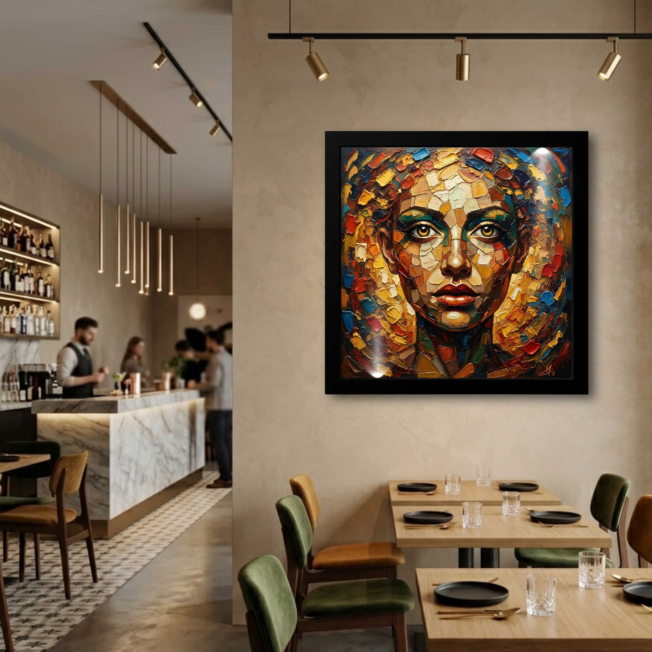 Prismatic Gaze Abstract Mosaic Portrait Framed Wall Art