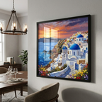 Santorini Sunset Aegean Coastal Framed Wall Art