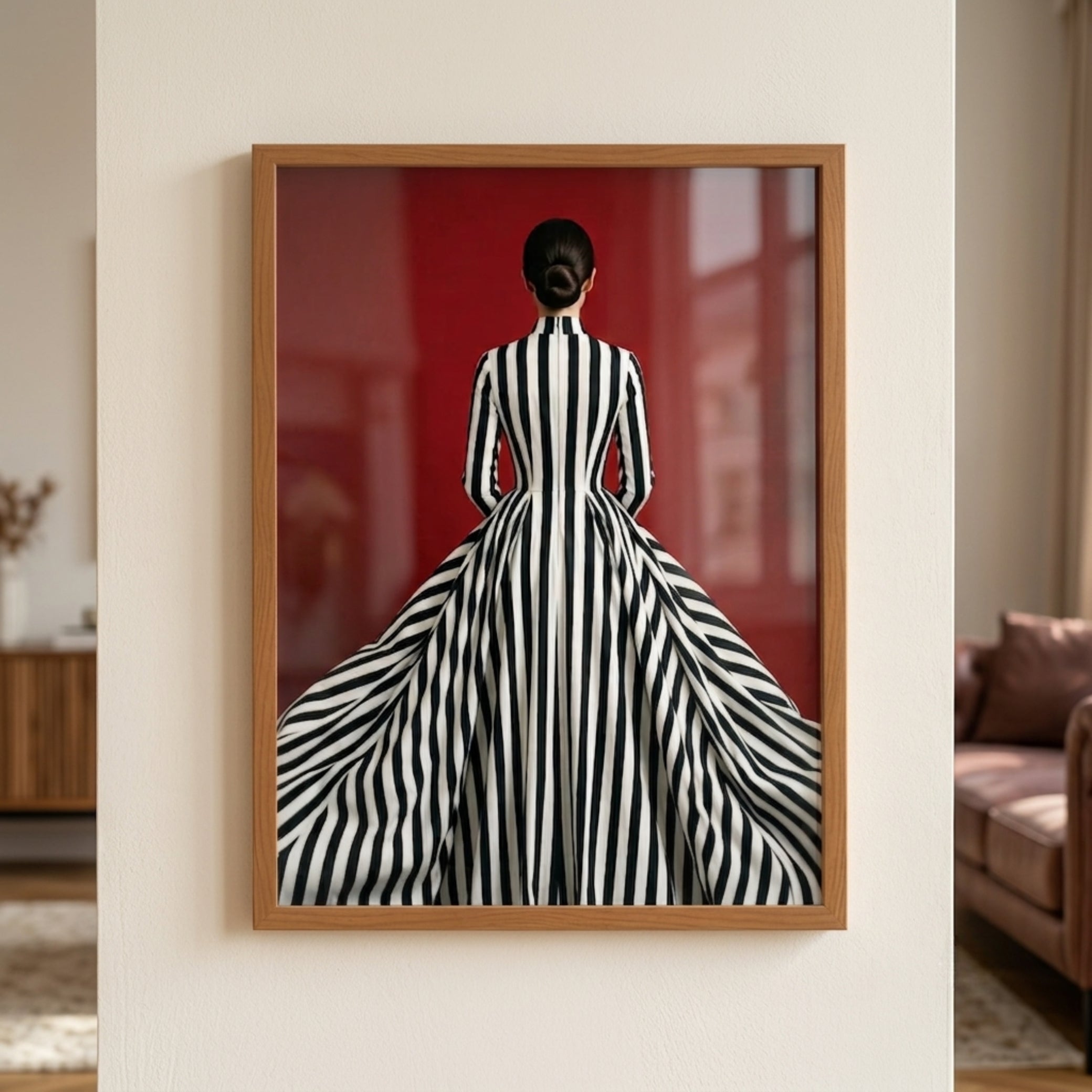 Monochrome Elegance on Crimson Wall Art