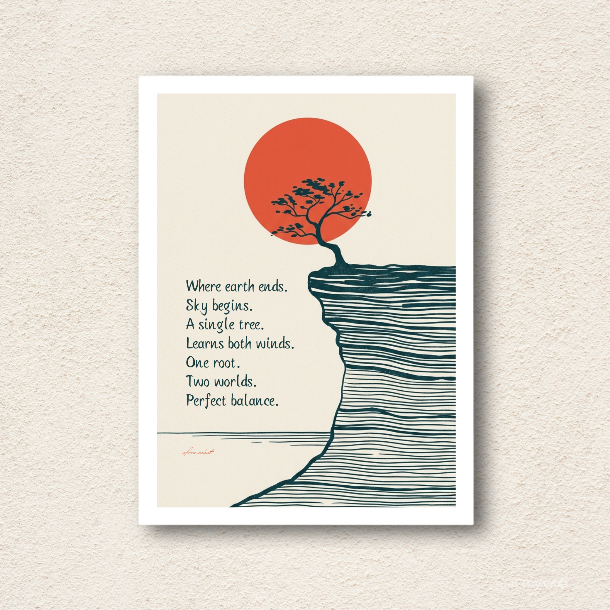 "Perfect Balance" Japanese Zen Cliff & Tree Wall Art