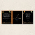 Midnight Sufi Whirling Dervish – 3-Panel Spiritual Obsidian Set