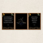 Midnight Sufi Whirling Dervish – 3-Panel Spiritual Obsidian Set