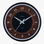 Black Wall Clock with Wood Pattern Inner Design