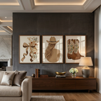 Rustic Cowgirl Boho Framed Wall Art Set of 3