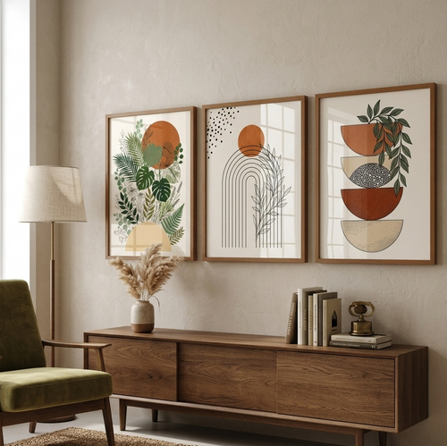 Boho "Sienna & Sage" Modern Abstract Wall Art Set of 3 - WOW My Wall