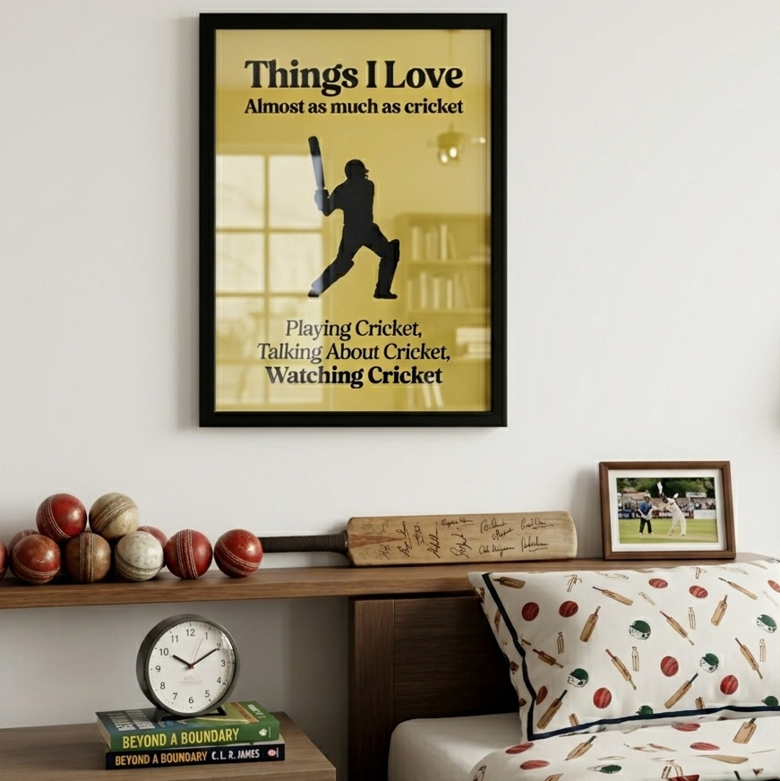 "Cricket Is My Life" Vintage Motivational Wall Frame