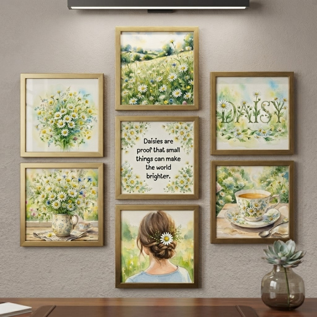 7-Piece Daisy Botanical Gallery Wall Art Set