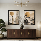 Japandi Landscape & Kimono Wall Art Set