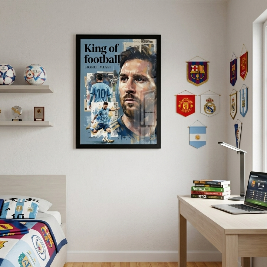 Lionel Messi "King of Football" Wall Frame