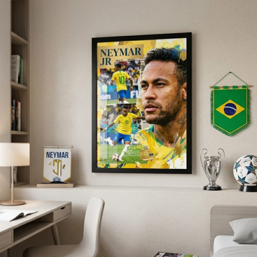 Neymar Jr Brazil Samba Style Wall Frame