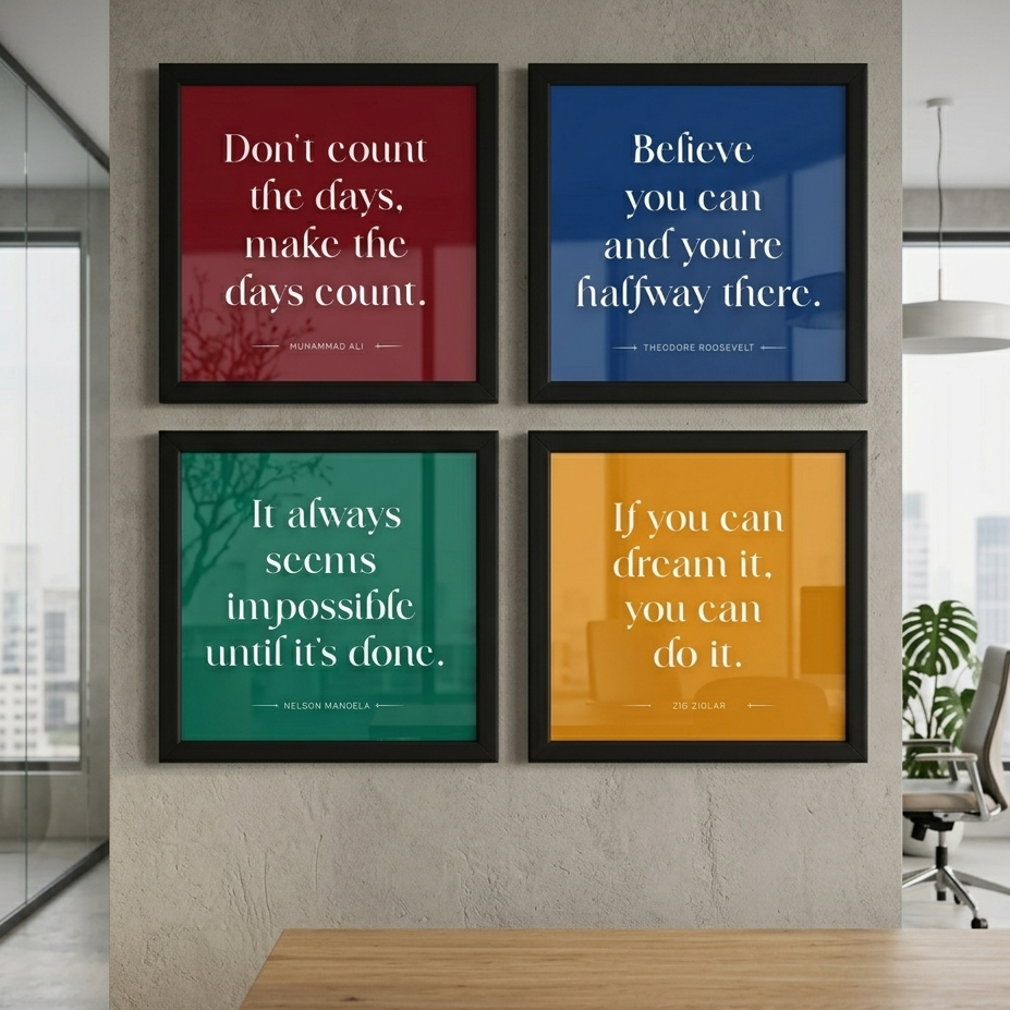 Motivational Quotes 4 Panel Wall Art Set