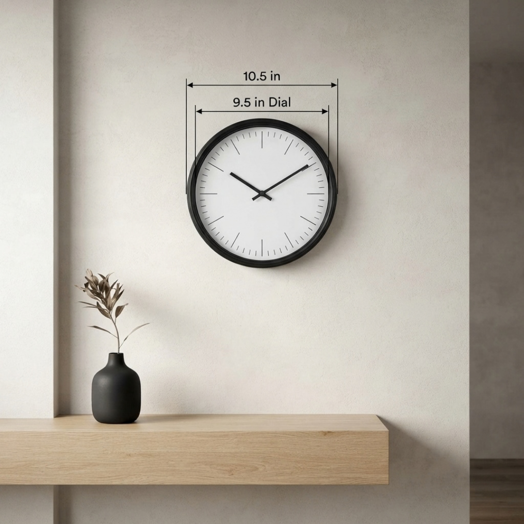 Elegant Damask Pattern Black Wall Clock